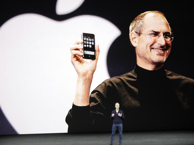 Apple CEO Tim Cook kicks off the event at the Steve Jobs Theater. Picture: AP Photo/Marcio Jose Sanchez