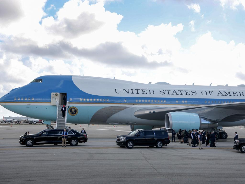 US President Donald Trump departed Air Force One at Miami International Airport on February 19 with Elon Musk on board, but the tech billionaire did not talk to reporters about the Fort Knox plan. Picture: Joe Raedle/Getty Images/AFP