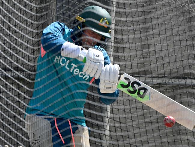 Usman Khawaja in the MCG nets. Picture: William West