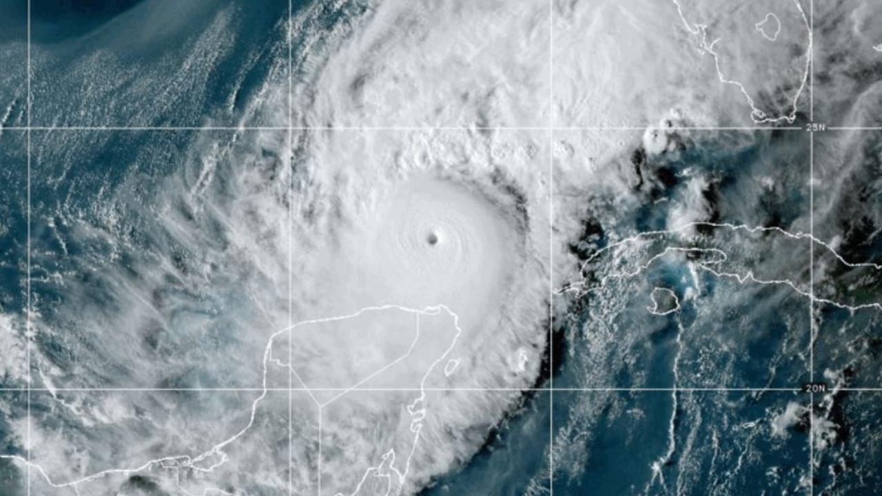 Hurricane Milton, seen as this mass of swirling clouds with a hole in the middle, is heading towards Florida. Picture: NOAA