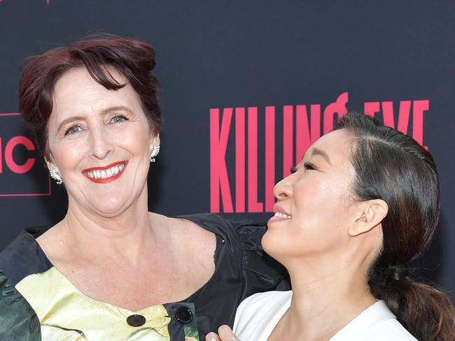 Fiona Shaw and Sandra Oh attend the premiere of BBC America and AMC's Killing Eve. Picture: Getty