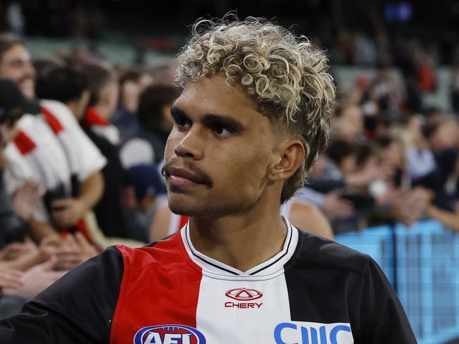 MELBOURNE , AUSTRALIA. March 21 , 2024.  St Kilda vs Collingwood  at MCG. .  Liam Henry of the Saints    . Pic: Michael Klein