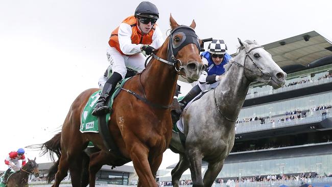 After dead-heating in the Epsom, Ellsberg (left) is the one to beat in the Five Diamonds Prelude. Picture: Getty Images