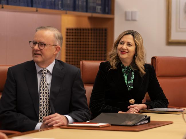 CANBERRA, AUSTRALIA - NewsWire Photos June 17, 2022: Prime Minister Anthony Albanese and Premier of Queensland, Annastacia Palaszczuk at the National Cabinet at Parliament House, Canberra. Picture: NCA NewsWire / Martin Ollman