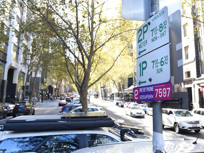 Melbourne City Council making changes to free parking in Melbourne CBD on Sundays. Parking on Queen Street. Picture: Josie Hayden