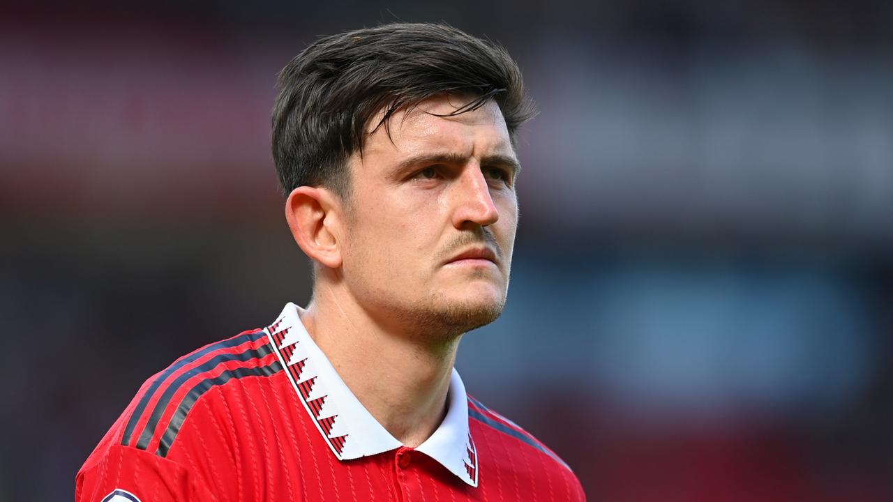 MANCHESTER, ENGLAND - AUGUST 07: Harry Maguire of Manchester United in action during the Premier League match between Manchester United and Brighton &amp; Hove Albion at Old Trafford on August 07, 2022 in Manchester, England. (Photo by Michael Regan/Getty Images)