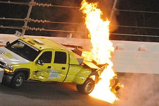 NASCAR Sprint Cup Daytona 500 halted by a bizarre fiery crash involving a  jet-dryer truck