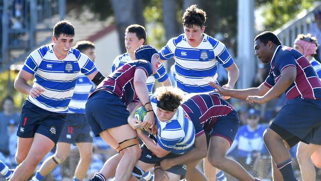 The Nudgee forwards swarm.. Picture, John Gass