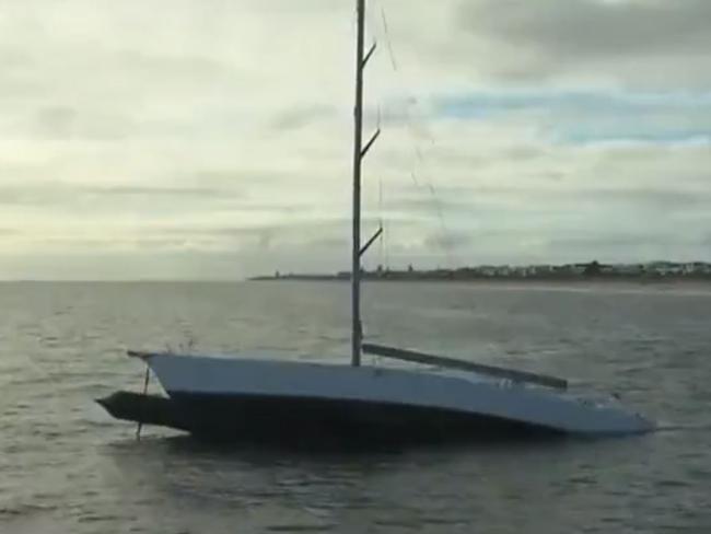 Almost a week after sinking off Grange jetty, former Sydney to Hobart racer Helsal II has finally been recovered. Picture: 7NEWS