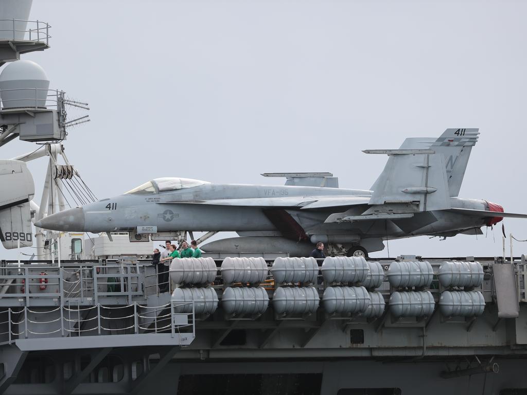 The USS Ronald Reagan arrives in Brisbane. Pic Peter Wallis