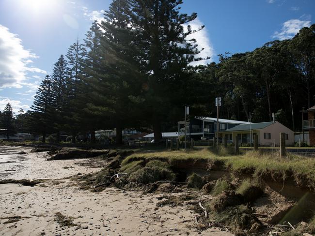 Erosion at Long Beach near Batemans Bay after a week of storm events. Picture: Nathan Schmidt