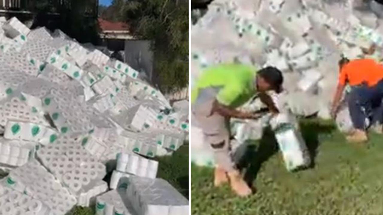 Toilet paper hoarding Tradies take rolls from hoard of 10,000 packets