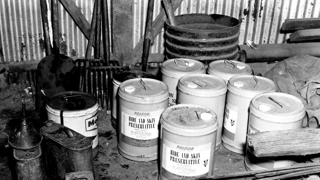 Drums of poison found at Clarence Greenwood’s workplace.