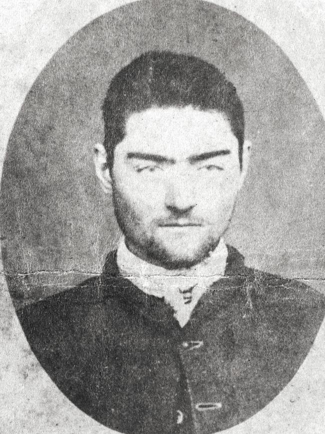 A photograph of Ned Kelly that was circulated after the police murders at Stringybark Creek. It was taken at Pentridge Prison just before his release in February 1874. Public Record Office Of Victoria