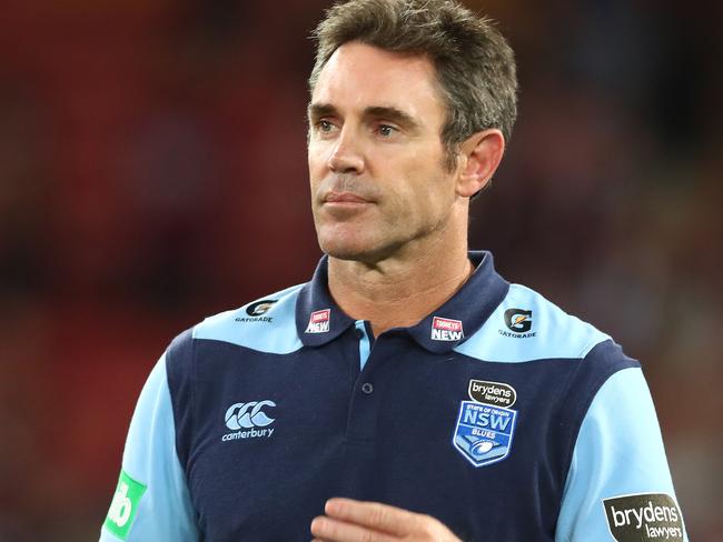 BRISBANE, AUSTRALIA - NOVEMBER 18: Blues coach Brad Fittler looks on after losiong game three of the State of Origin series between the Queensland Maroons and the New South Wales Blues at Suncorp Stadium on November 18, 2020 in Brisbane, Australia. (Photo by Chris Hyde/Getty Images)