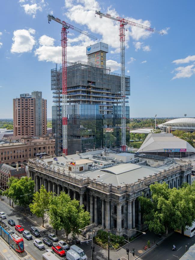 Parliament in front of One Festival Tower, Festival Plaza. Picture: Ben Clark