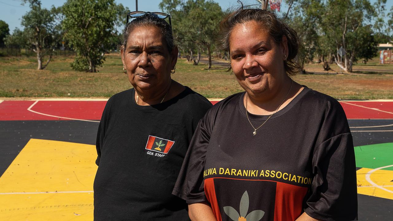 Gwalwa Daraniki Association chairwoman Helen Secretary and board member Nicole Shields at Darwin's Minmarama Aboriginal Community. Picture: Pema Tamang Pakhrin