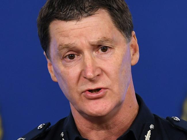 Victoria Police deputy commissioner Shane Patton speaks to the media during a press conference at the Victoria Police Centre in Melbourne, Monday, May 21, 2020. Victorian Police Minister Lisa Neville and Victoria Police deputy commissioner Shane Patton have have provided a coronavirus and crime update. (AAP Image/James Ross) NO ARCHIVING