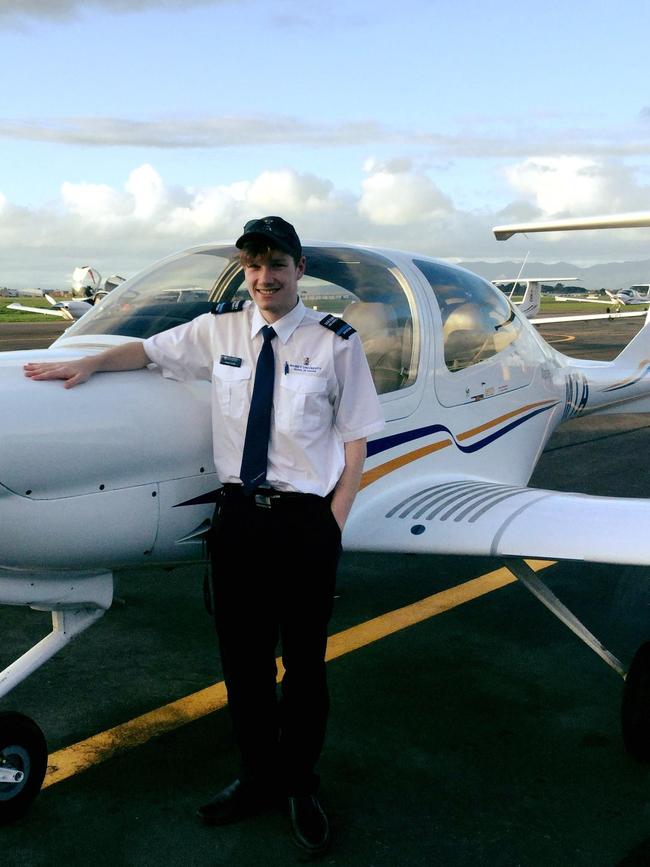 Young pilot Adam Snell died in a crash in outback SA. Picture: Massey Aviation