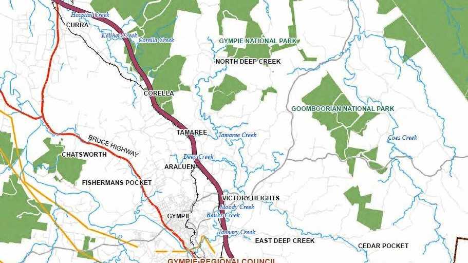 Proposed route of the Section D Bruce Highway upgrade. Picture: Transport and Main Roads