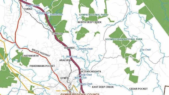 Proposed route of the Section D Bruce Highway upgrade. Picture: Transport and Main Roads