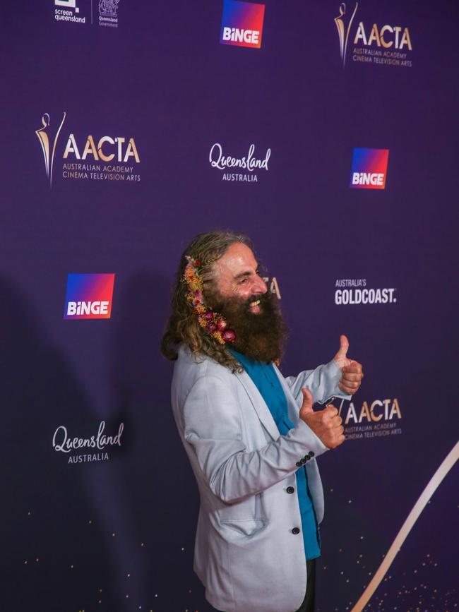 Costa Geiorgiadis from Gardening Australia arrives on the Red Carpet at the 2024 Aacta Awards at HOTA on the Gold Coast. Picture: Glenn Campbell