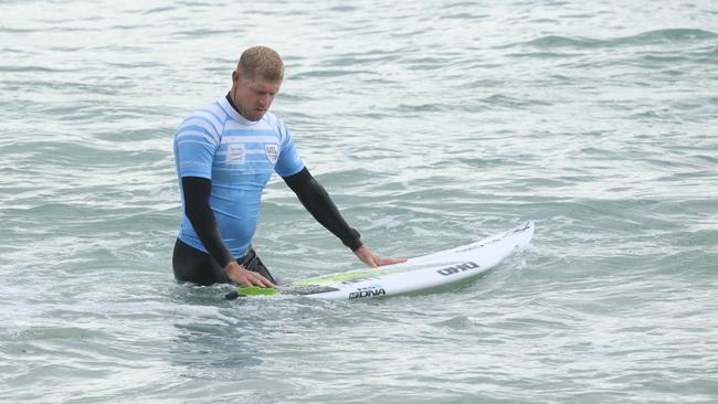 Mick Fanning at the Surf of Origin at Burleigh Beach. Picture: Annette Dew