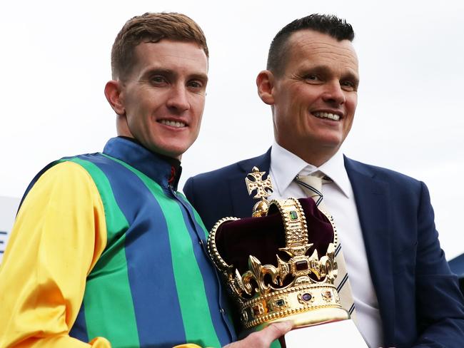 SYDNEY, AUSTRALIA - OCTOBER 19: Chad Schofield riding Ceolwulf wins Race 9 King Charles III Stakes during Sydney Racing - The Everest Day at Royal Randwick Racecourse on October 19, 2024 in Sydney, Australia. (Photo by Jeremy Ng/Getty Images)