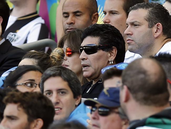 Argentine soccer legend Diego Maradona watches Argentina at the World Cup.