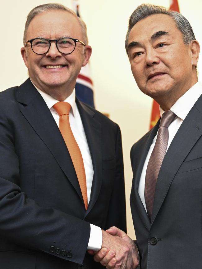 Anthony Albanese and Wang Yi