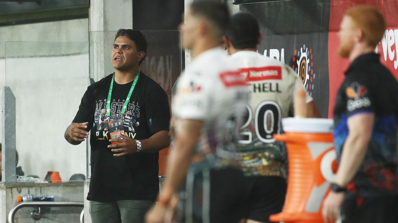 Shaquai (right) was watched on by superstar brother Latrell Mitchell. Picture: Getty