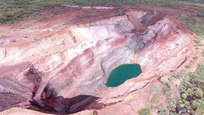 Aerial images taken by a drone of the copper and gold mine Orlando Mine near Tennant Creek.