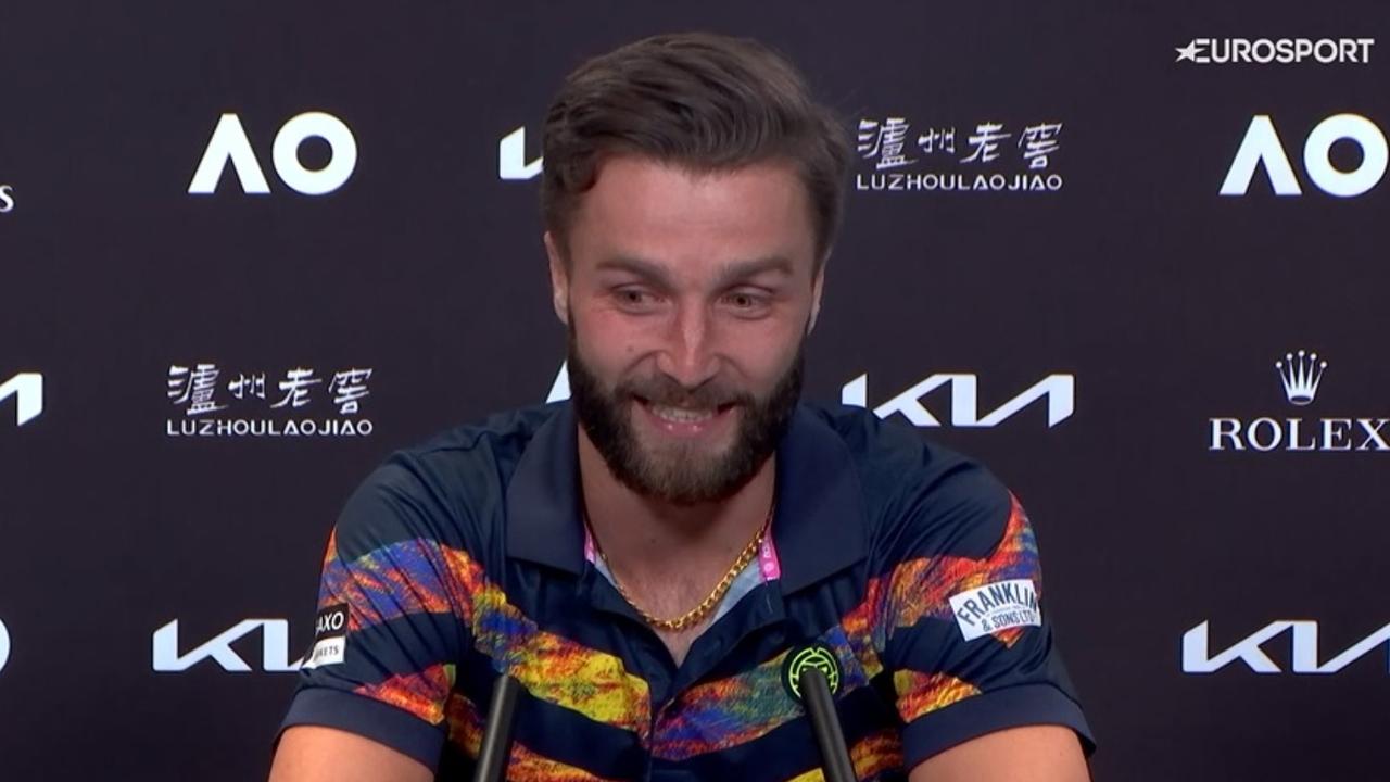 Liam Broady in his press conference. Photo: Twitter