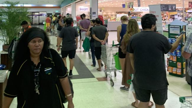 Queues outside Nightcliff Woolworths.