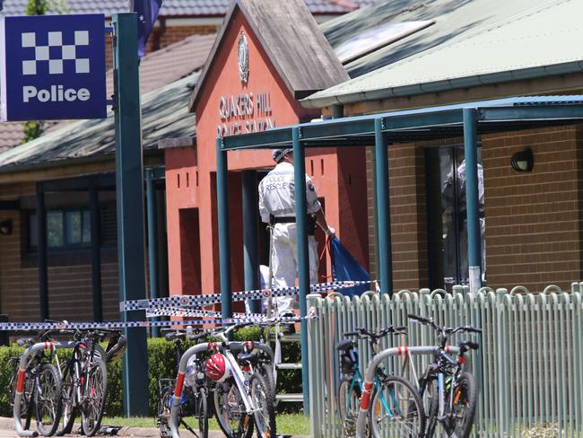 Police forensics at the scene in Quakers Hill. Picture: Stephen Cooper