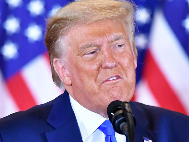 US President Donald Trump speaks during election night in the East Room of the White House in Washington, DC, early on November 4, 2020. (Photo by MANDEL NGAN / AFP)