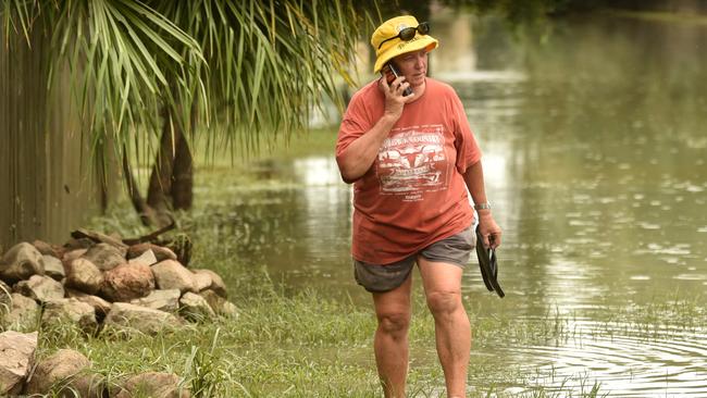 Tuesday February 4. Heavy rain causes flooding in North Queensland. Giru resident Dianne Cannon in Mill Street after flooding. Picture: Evan Morgan