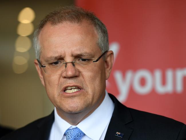 Australian Prime Minister Scott Morrison speaks during a visit to Youngcare House in Brisbane. Picture: AAP/Dan Peled