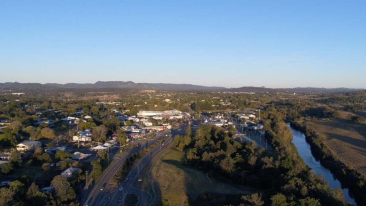 Drone photos have captured new angles of the stunning Gympie CBD, Bruce Highway and surrounds at sunset. Pictures: Josh Preston