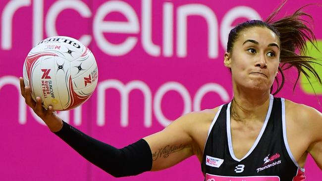 Maria Folau made her Super Netball debut last weekend in the Thunderbirds first win since 2017.