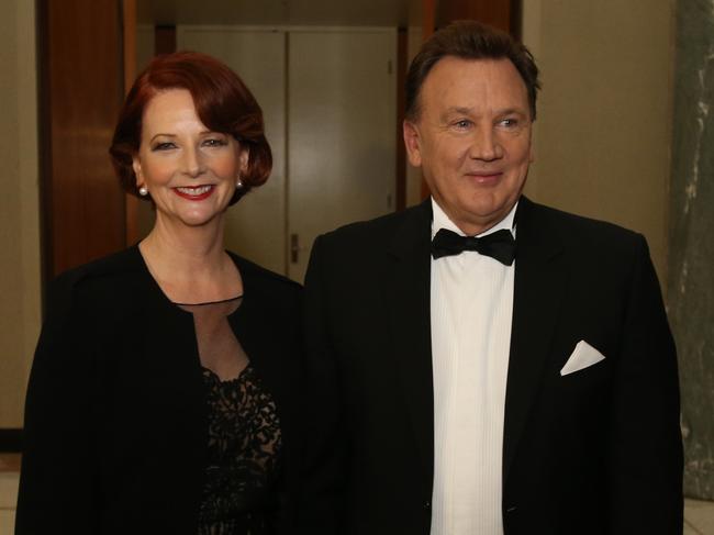 Former prime minister Julia Gillard and partner Tim Mathieson at the Midwinter Ball at Parliament House in Canberra in 2013.