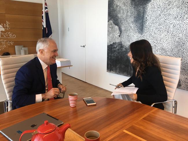 Malcolm Turnbull being interviewed by National Political Editor of the Daily Telegraph Sharri Markson. Picture: Supplied