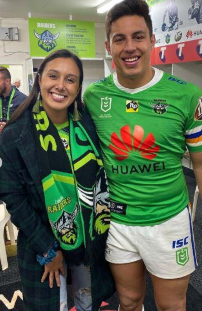 Kirsten Tapine with Raiders star and husband Joe.