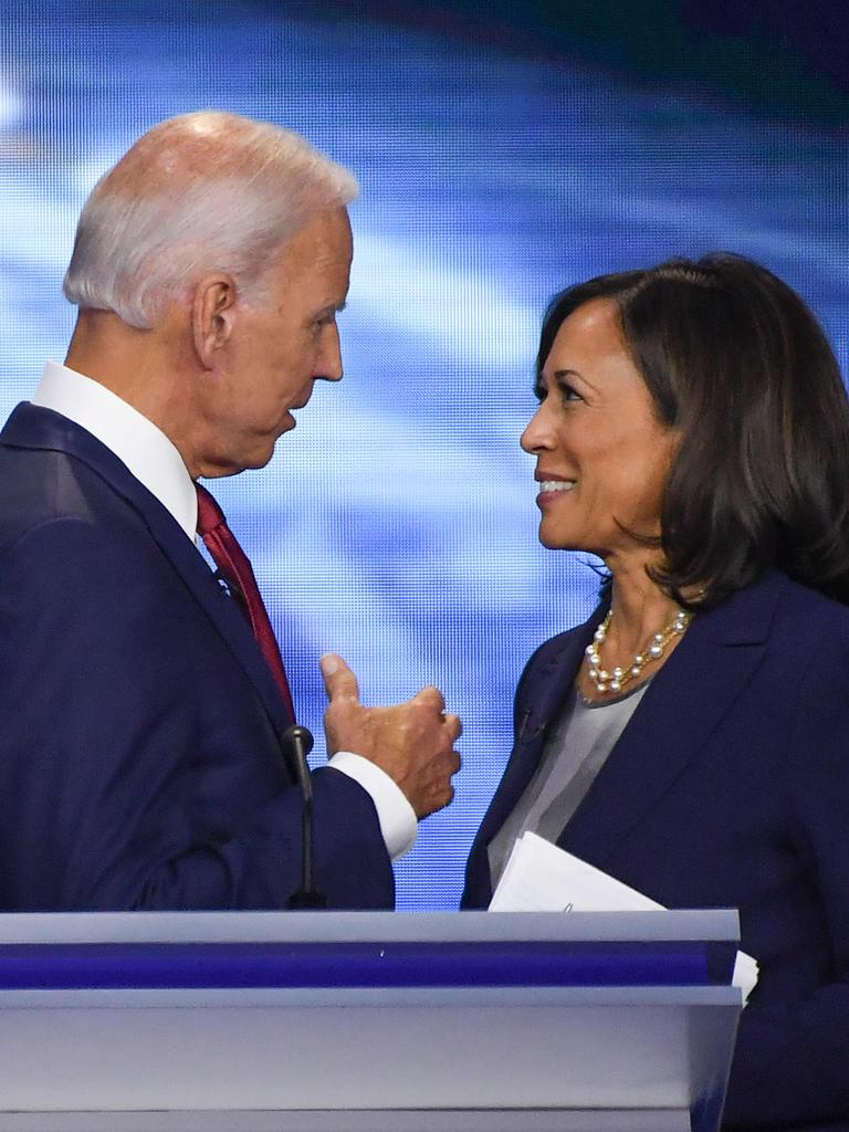 Former Vice President Joe Biden with his running mate Senator Kamala Harris. Picture: Robyn Beck/AFP