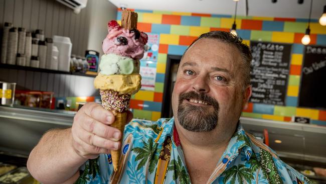 Owner Steve Forbes at Lik Lik Lik Gelato at Nobby Beach. Picture: Jerad Williams.