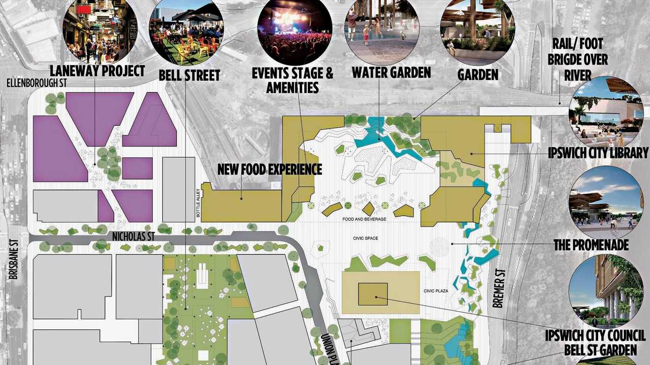 GRAND PLAN: The highlights of the Ipswich CBD redevelopment and where they will be located.