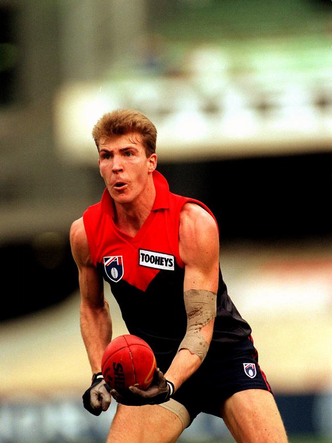 Jim Stynes during during Melbourne v Brisbane AFL game 16/04/97.Australian Rules A/CT