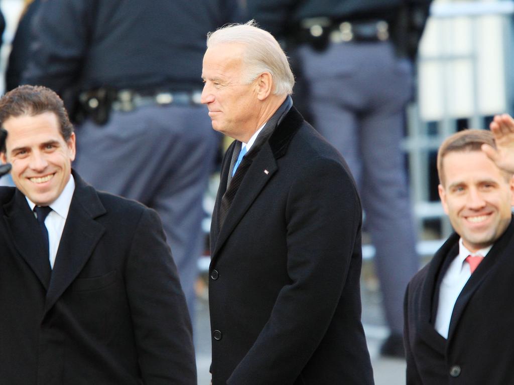 Joe Biden with Hunter and Beau in 2009. Picture: DAVID MCNEW / GETTY IMAGES NORTH AMERICA / AFP