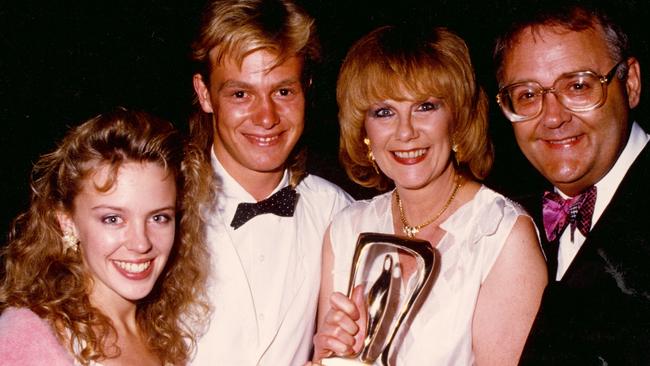 Kylie Minogue, Jason Donovan and Anne Charleston and Ian Smith at the Logie Awards. Picture: Supplied