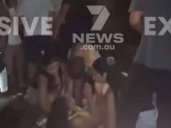 Dozens of schoolies were on a balcony when it collapsed. Picture: 7 News